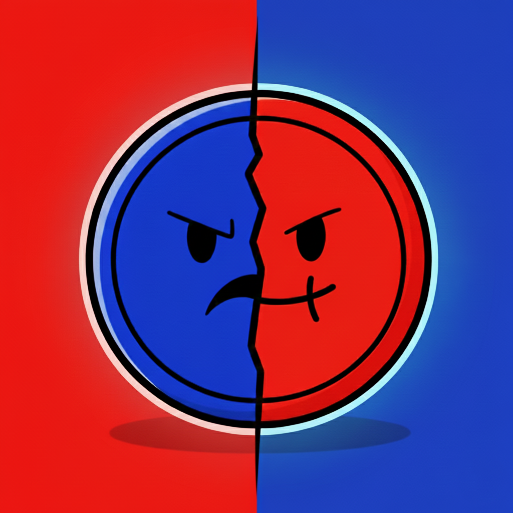 Red vs Blue Split Coin